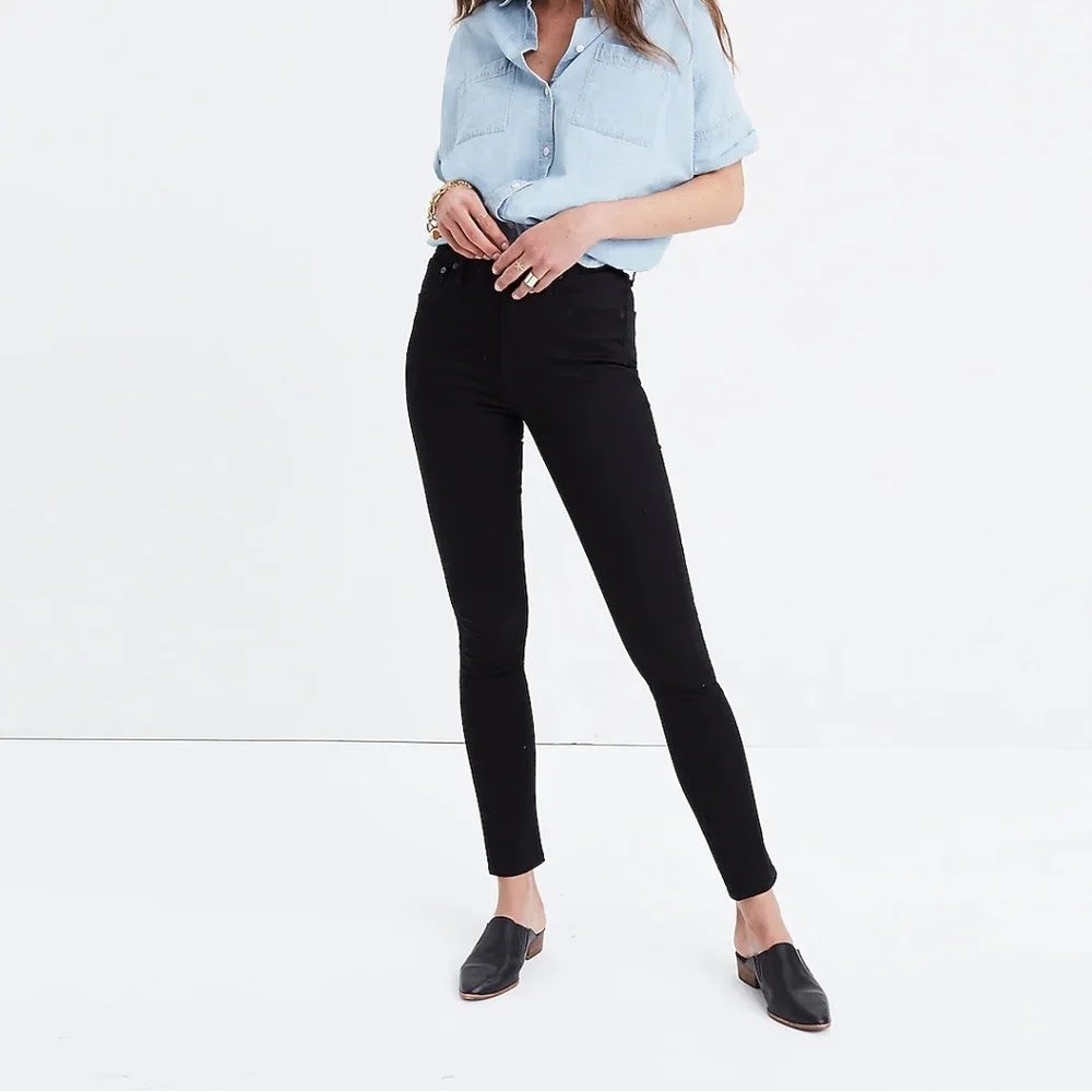 Madewell 10 High-Rise Skinny Jeans Black Lunar Wash Denim Womens 25 Stretch
